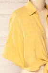 Moresby Yellow Tie-Front Crop Top | La petite garçonne side close-up