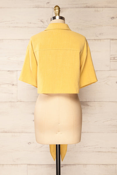 Moresby Yellow Tie-Front Crop Top | La petite garçonne back view