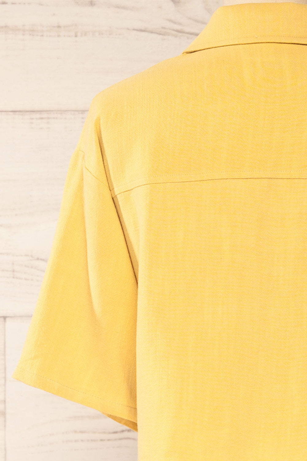 Moresby Yellow Tie-Front Crop Top | La petite garçonne back sleeve