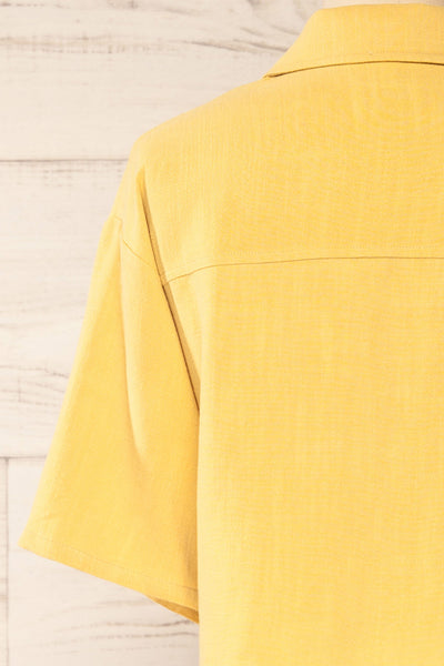 Moresby Yellow Tie-Front Crop Top | La petite garçonne back sleeve