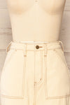 Mostoles High-Waisted Beige Denim Pants w/ Belt | La petite garçonne close-up