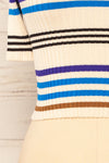 Motril Blue Ribbed Half Sleeve Top w/ Stripes | La petite garçonne bottom