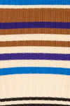 Motril Blue Ribbed Half Sleeve Top w/ Stripes | La petite garçonne fabric