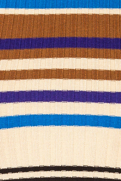 Motril Blue Ribbed Half Sleeve Top w/ Stripes | La petite garçonne fabric