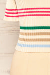 Motril Pink Ribbed Half Sleeve Top w/ Stripes | La petite garçonne sleeve