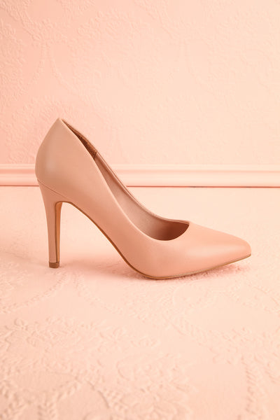 Mounai Beige Pointed Toe Heels | Boutique 1861 side view