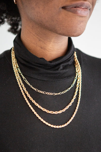 Mourice Gold Layered Chain Necklace | La petite garçonne model