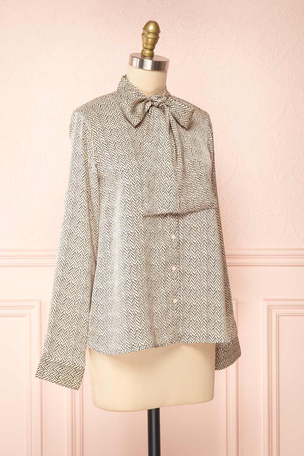 Moutin Patterned Blouse w/ Bow Detail | Boutique 1861 side view