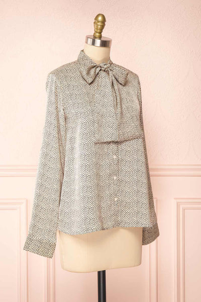 Moutin Patterned Blouse w/ Bow Detail | Boutique 1861 side view