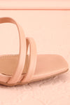 Mouvemente Blush Crossed Strap High Heel Sandals | Boutique 1861 side front close-up