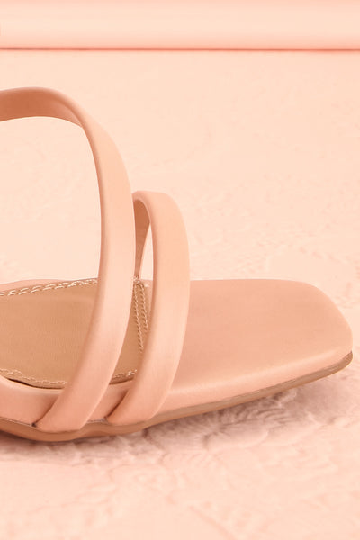 Mouvemente Blush Crossed Strap High Heel Sandals | Boutique 1861 side front close-up