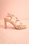 Mouvemente Blush Crossed Strap High Heel Sandals | Boutique 1861 side view
