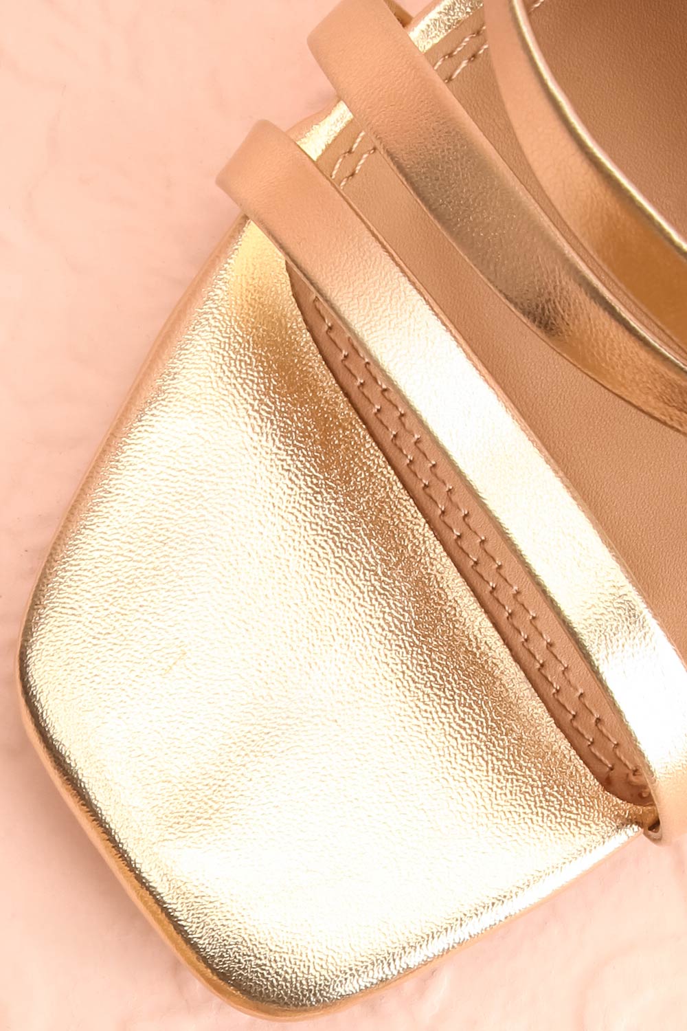 Mouvemente Gold Crossed Strap High Heel Sandals | Boutique 1861 flat close-up