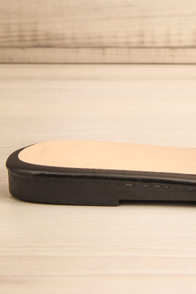 Mox Black Pleated Slide Sandals | La petite garçonne side back close-up