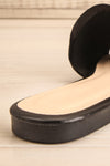 Mox Black Pleated Slide Sandals | La petite garçonne back close-up