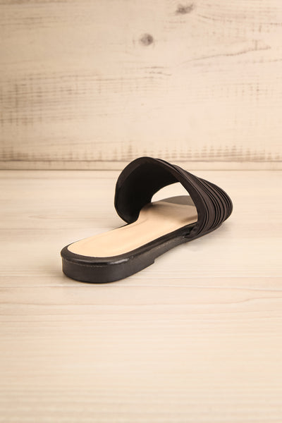 Mox Black Pleated Slide Sandals | La petite garçonne back view