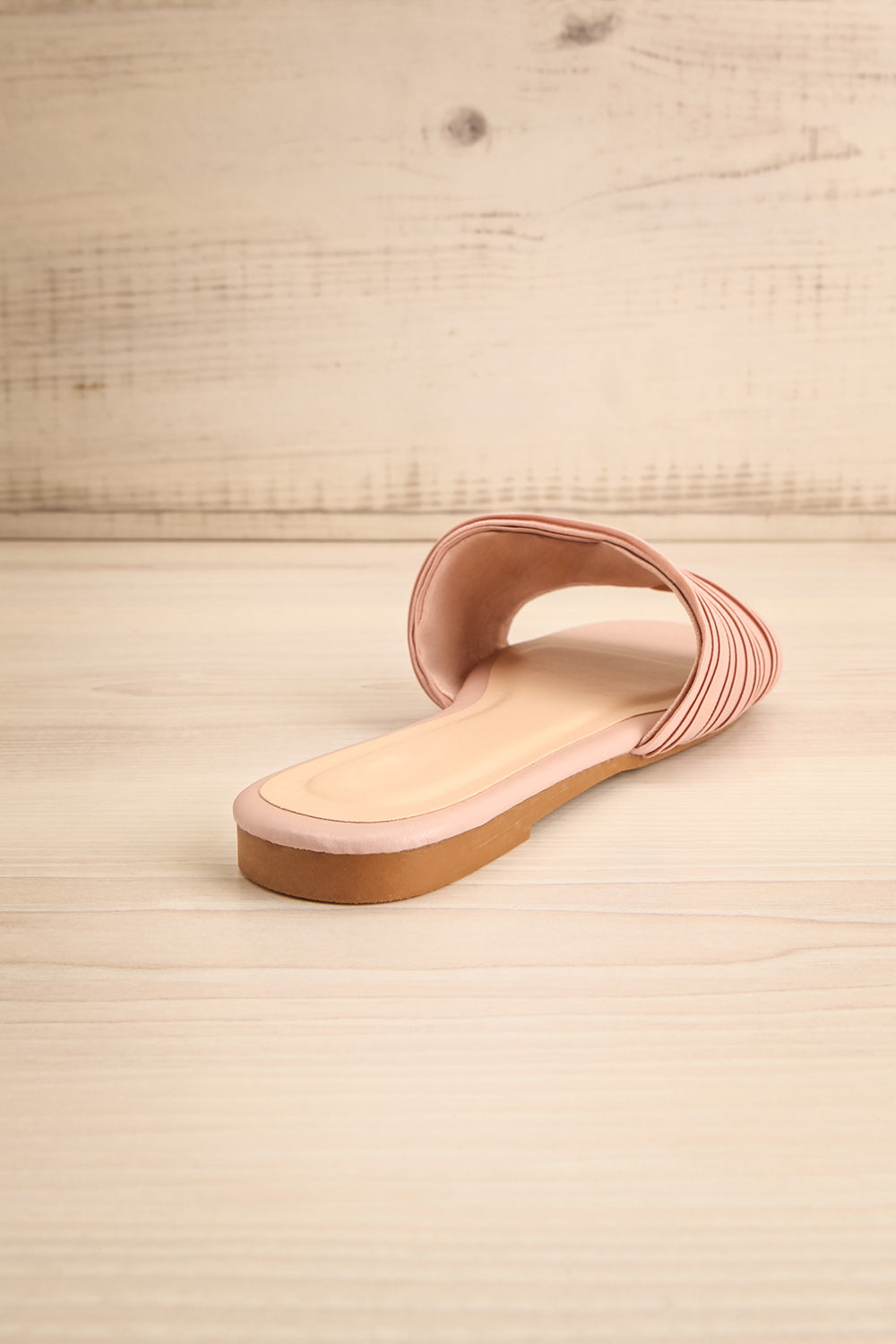 Mox Blush Pleated Slide Sandals | La petite garçonne back view