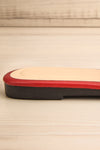 Mox Red Pleated Slide Sandals | La petite garçonne side back close-up