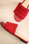 Mox Red Pleated Slide Sandals | La petite garçonne flat view