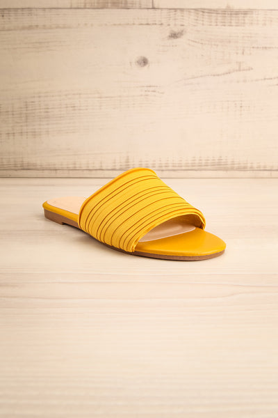 Mox Yellow Pleated Slide Sandals | La petite garçonne front view