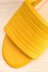 Mox Yellow Pleated Slide Sandals | La petite garçonne flat close-up