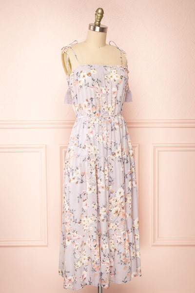 Moyana Floral Midi Dress w/ Tassel Straps | Boutique 1861 side-view