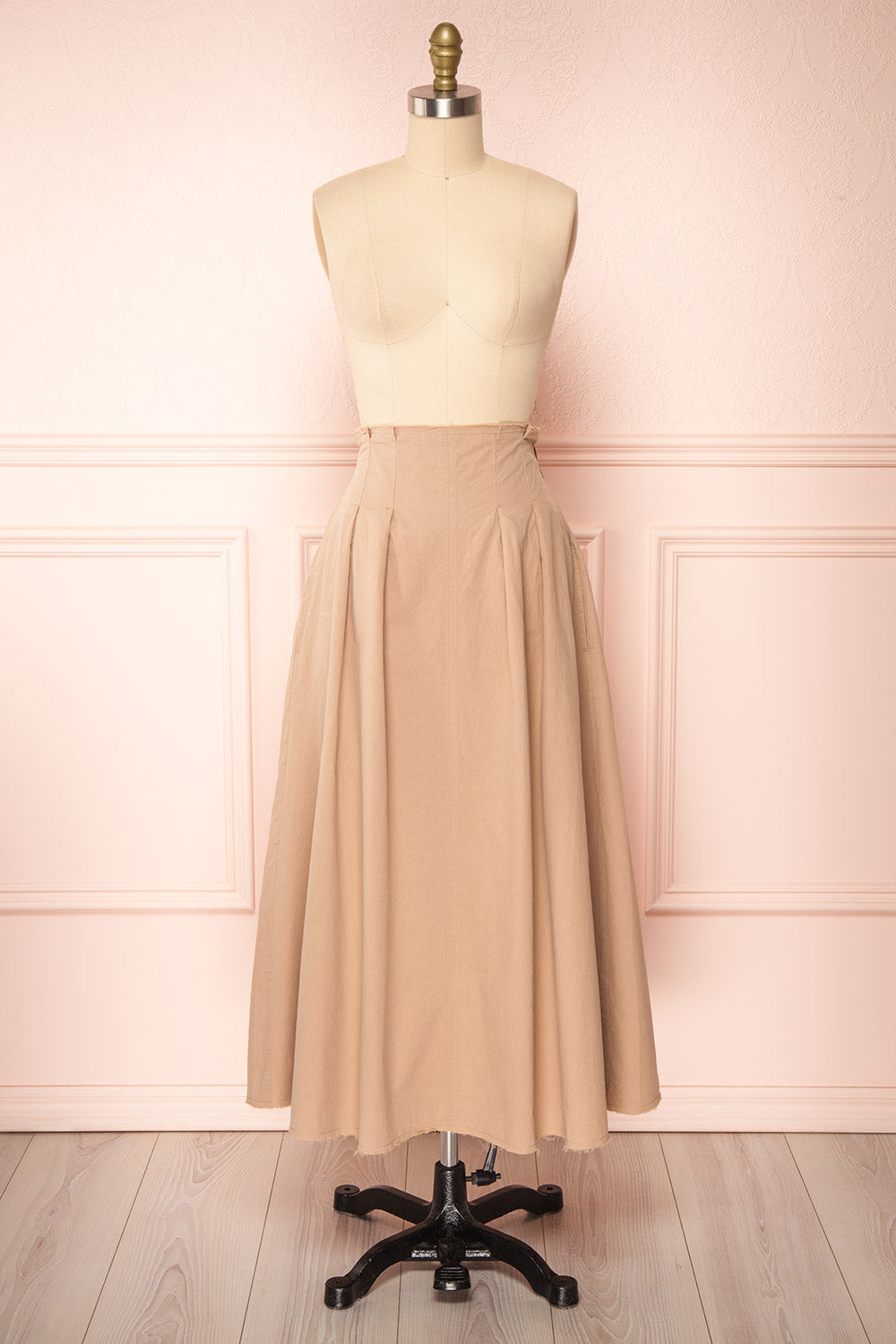 Moyna Beige Ankle Length High-Waisted Skirt | Boutique 1861 front view 