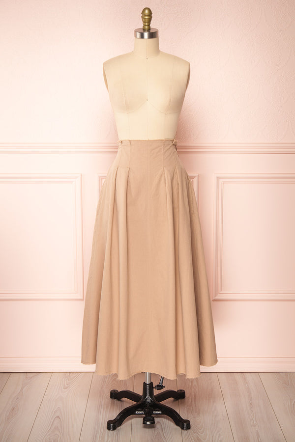 Moyna Beige Ankle Length High-Waisted Skirt | Boutique 1861