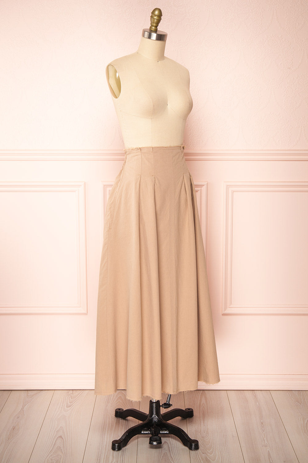 Moyna Beige Ankle Length High-Waisted Skirt | Boutique 1861 side view 