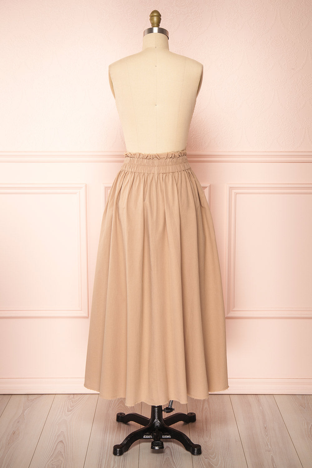 Moyna Beige Ankle Length High-Waisted Skirt | Boutique 1861 back view 