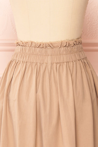Moyna Beige Ankle Length High-Waisted Skirt | Boutique 1861 back close-up