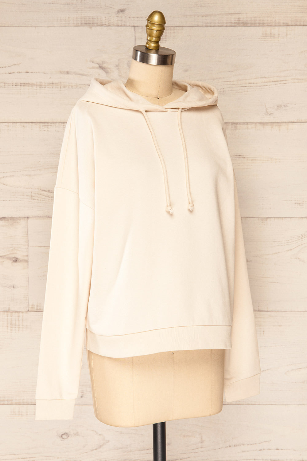 Munich Beige Long Sleeve Hooded Sweatshirt | La petite garçonne side view