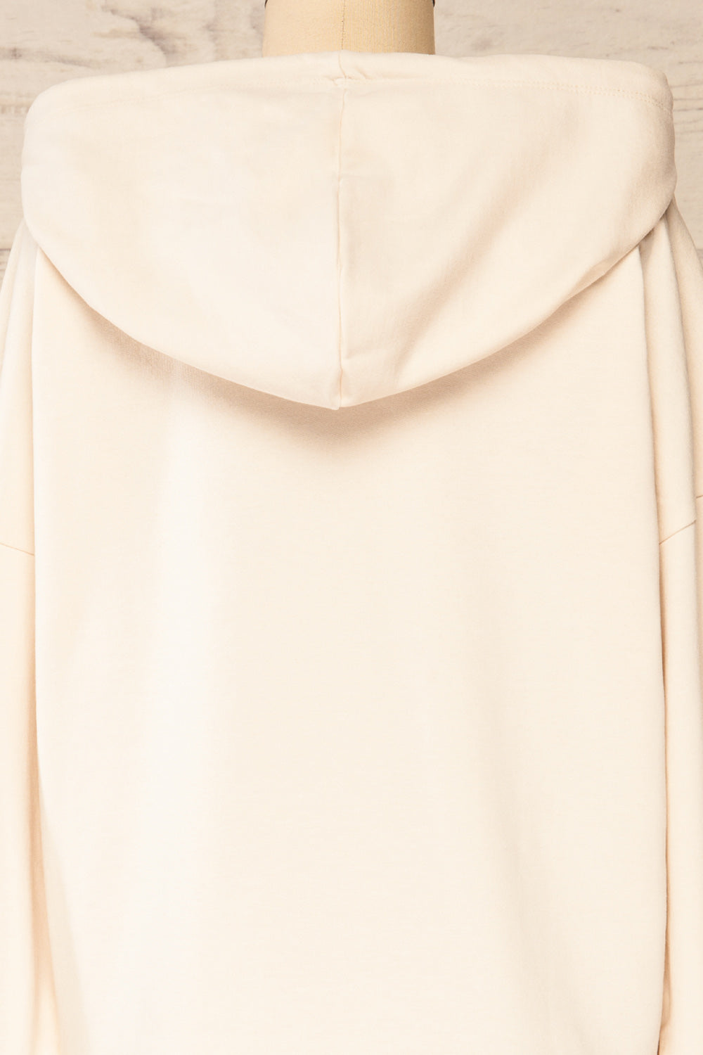 Munich Beige Long Sleeve Hooded Sweatshirt | La petite garçonne back close-up 