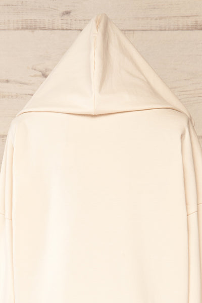 Munich Beige Long Sleeve Hooded Sweatshirt | La petite garçonne back close-up hood