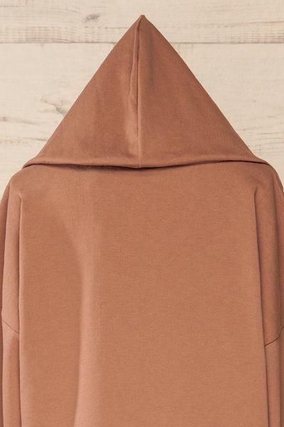Munich Brown Long Sleeve Hooded Sweatshirt | La petite garçonne  hood close-up