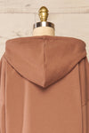 Munich Brown Long Sleeve Hooded Sweatshirt | La petite garçonne  back close-up