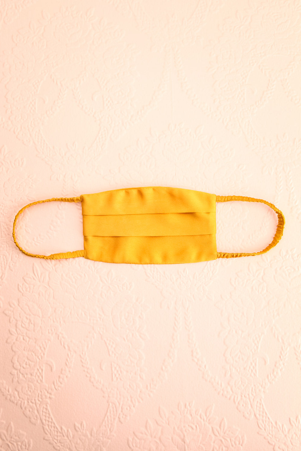 Mustard Satin Pleated Face Mask | Boutique 1861