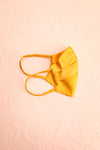 Mustard Satin Pleated Face Mask | Boutique 1861 folded