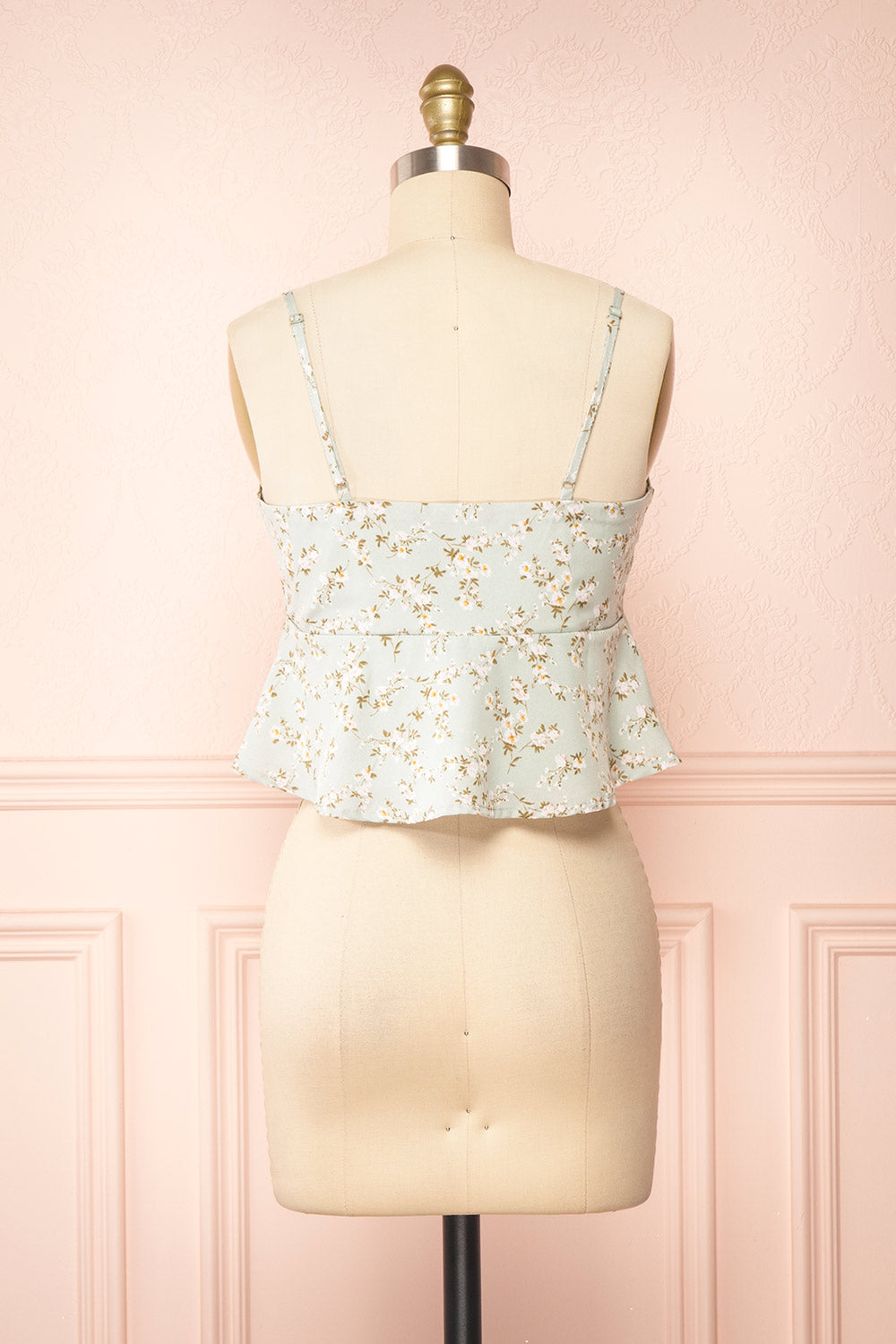 Mutsu Mint Floral Knotted Cropped Cami | Boutique 1861  back view