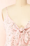 Mutsu Pink Floral Knotted Cropped Cami | Boutique 1861  front close-up