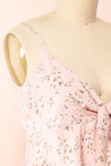Mutsu Pink Floral Knotted Cropped Cami | Boutique 1861  side close-up