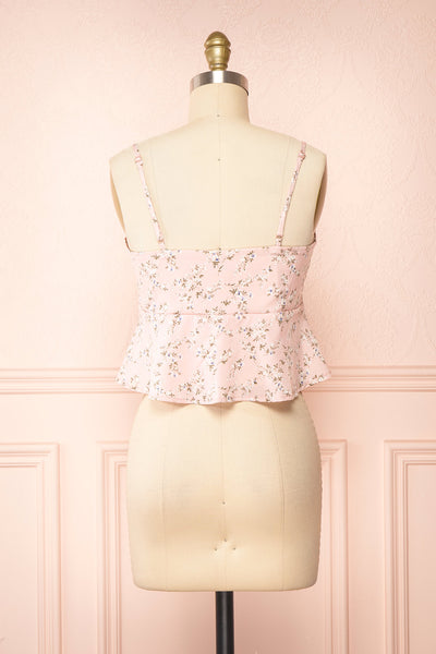 Mutsu Pink Floral Knotted Cropped Cami | Boutique 1861  back view