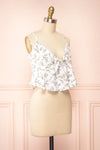 Mutsu White Floral Knotted Cropped Cami | Boutique 1861  side view