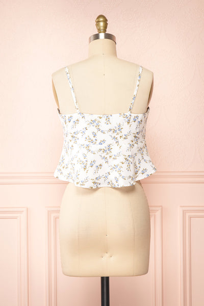 Mutsu White Floral Knotted Cropped Cami | Boutique 1861 back view