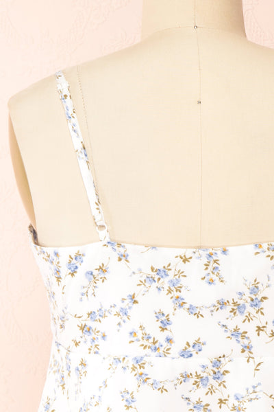 Mutsu White Floral Knotted Cropped Cami | Boutique 1861 back close-up