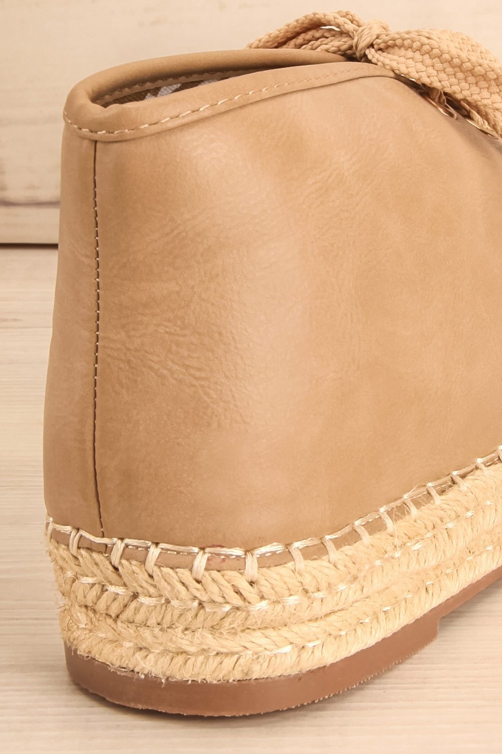 Muzzari Taupe Beige Laced Jute Sole Flat Shoes | La Petite Garçonne