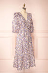Myane Floral Puffy Sleeve Midi Dress | La petite garçonne side view