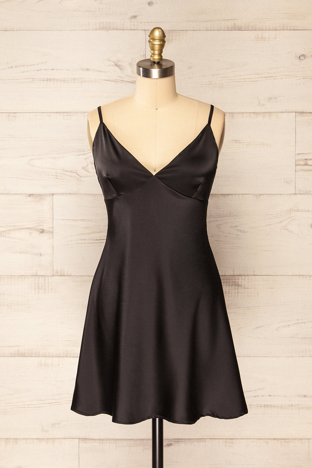 Jaslynn Midi Dress - Strapless V Neck Satin Dress in Black | Showpo USA