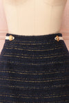 Myrtoessa Navy Blue & Gold Tweed Mini Skirt | Boutique 1861 front close-up