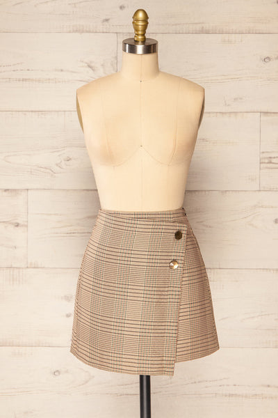 Myslenice Asymmetrical Houndstooth Mini Skirt | La petite garçonne front view